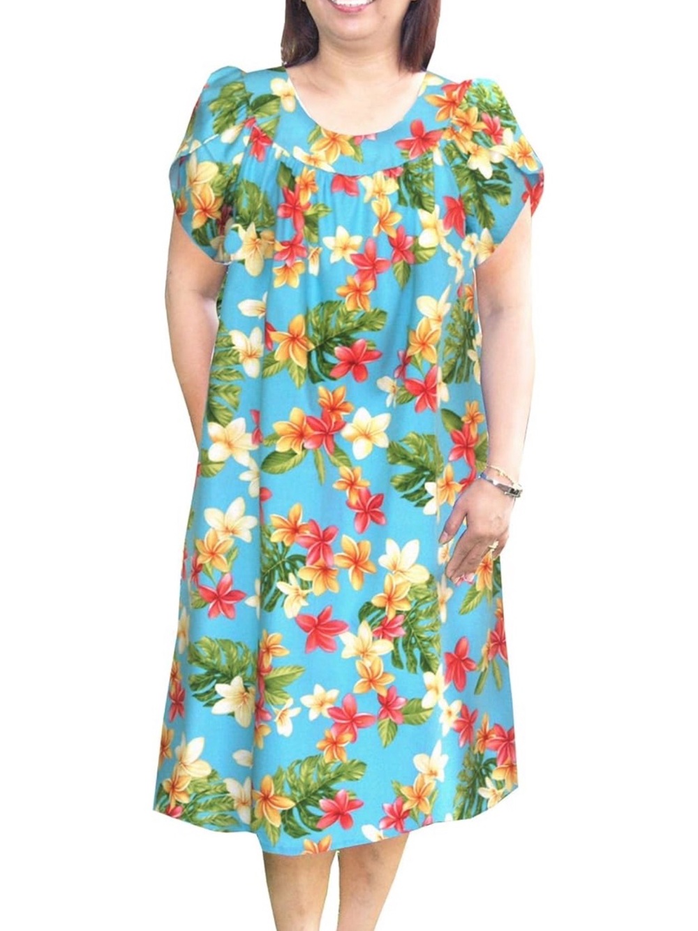 RJC Women's Colorful Plumeria Muumuu Dress